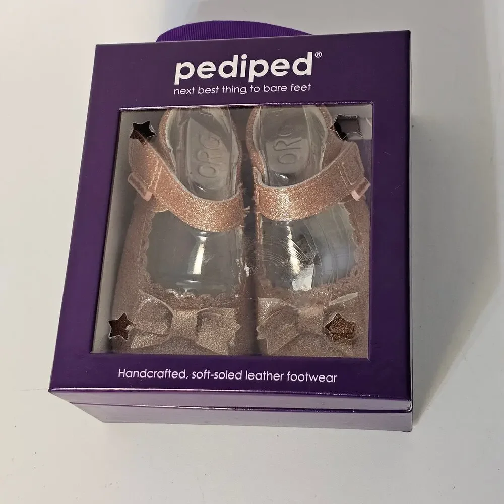 PEDIPED Betty Rose Gold Mary Jane Dress Shoe Toddler 18-24 Months Fabric Leather